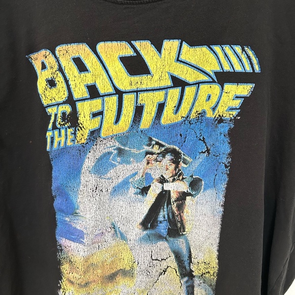 Retro Back to the Future 80s Movie Graphic T-Shirt Black Marty McFly Size 24 XL - Picture 2 of 4